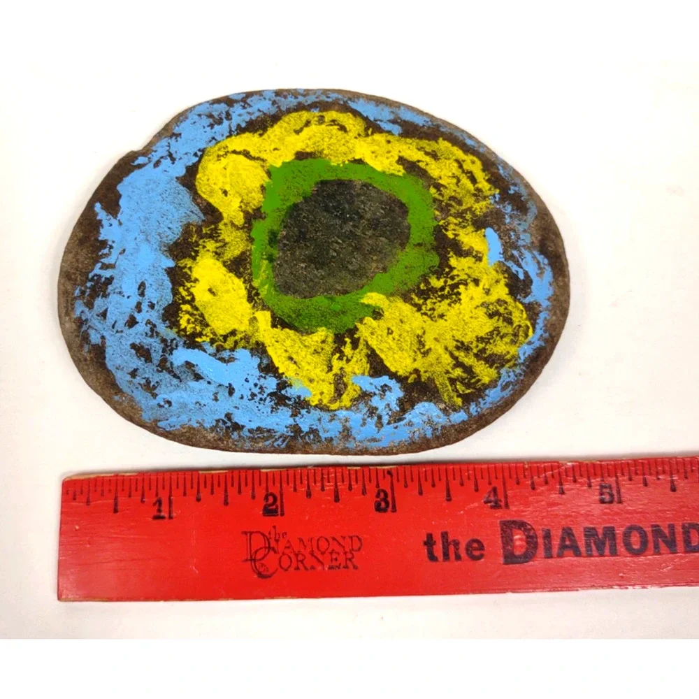 Hand Painted River Rock Sunflower Floral Stone Art Lake Lure NC One of a Kind